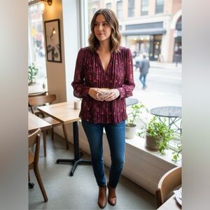 🌸 Banana Republic Floral Pleated Top | Size XL | EUC